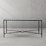 Hand Forged Metal Rectangle Glass Console Table 60" 72"