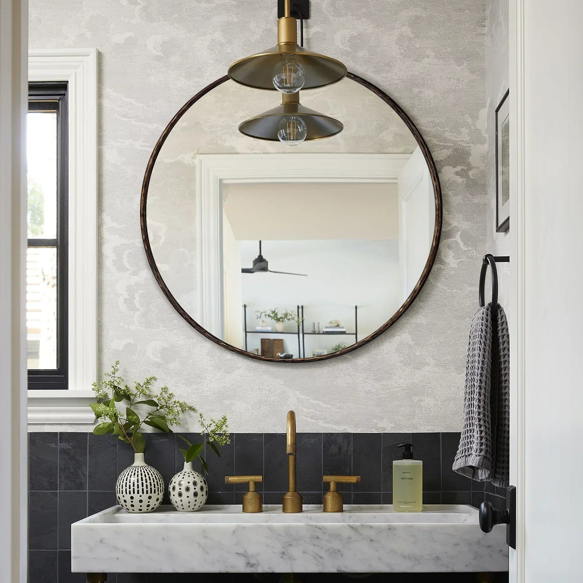 Hand Forged Metal Round Mirror