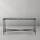 Hand Forged Metal Rectangle Glass Console Table 60" 72"