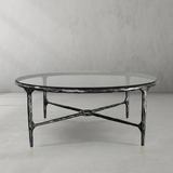 Hand-Forged Metal Glass Round Coffee Table 36" 55"